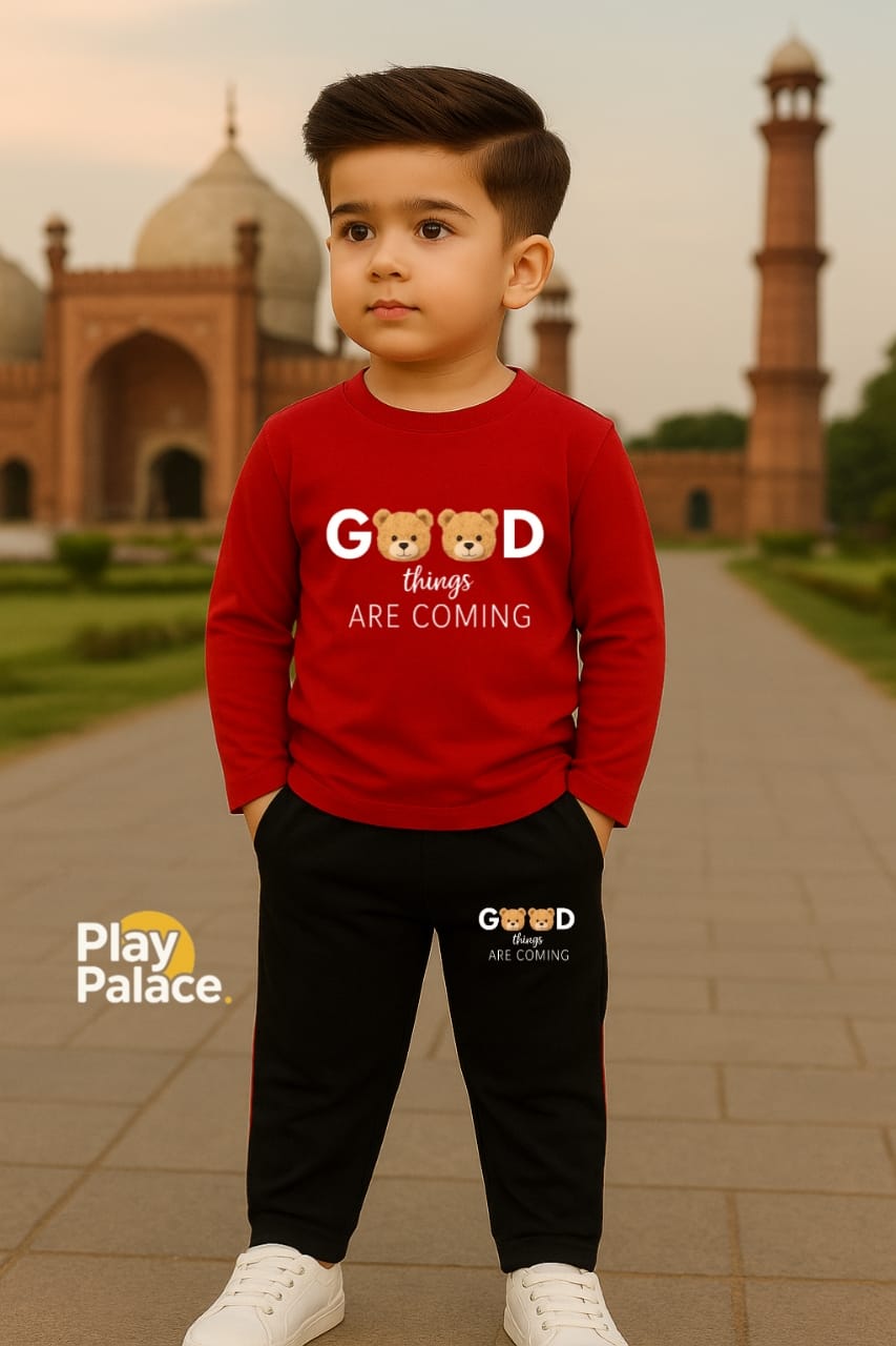 Play Palace Kids Tracksuit – Cute Teddy Print | 4 Colors