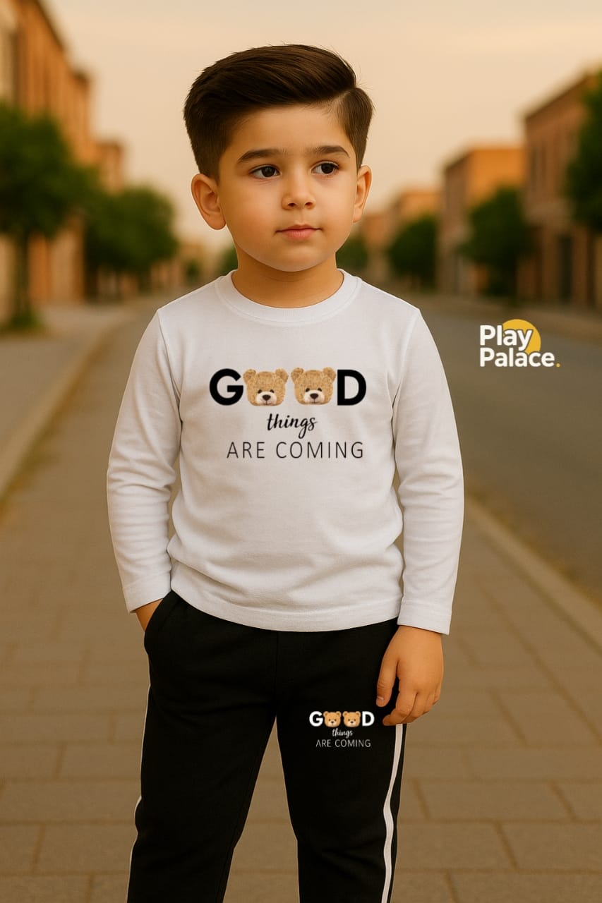 Play Palace Kids Tracksuit – Cute Teddy Print | 4 Colors