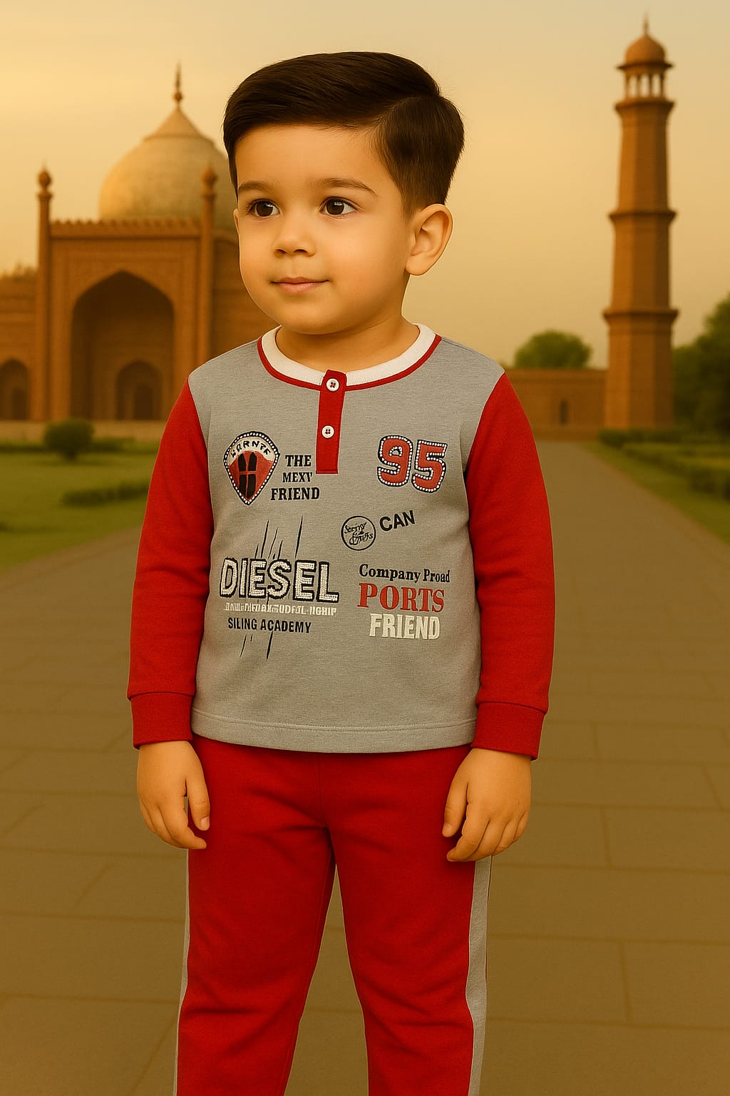 Play Palacy Boys' Red & Grey Graphic Tracksuit Set