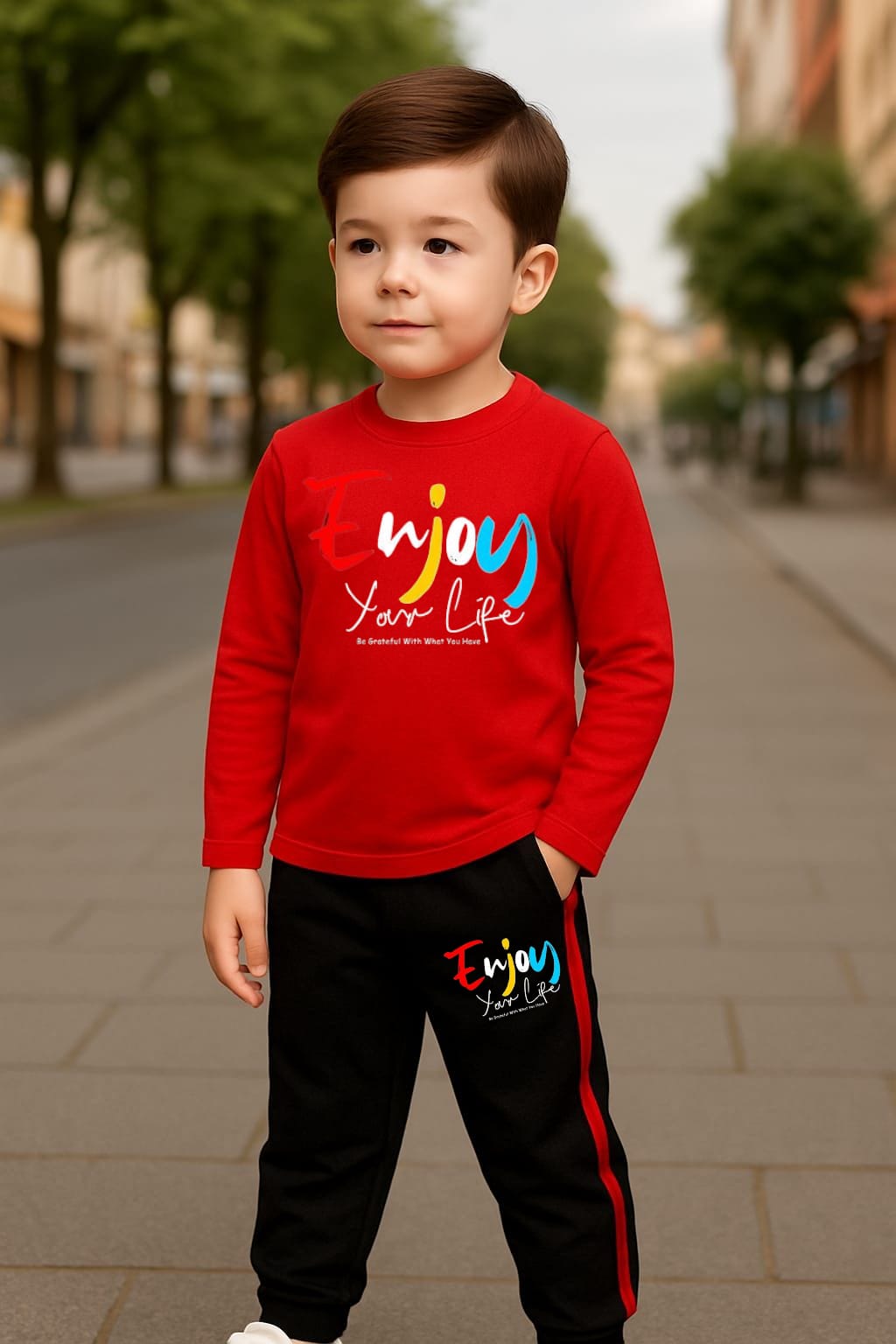 Play Palace Kids Tracksuit Set – Red, Black, Navy Blue & Gray | Stylish & Comfortable Outfit for Boys & Girls