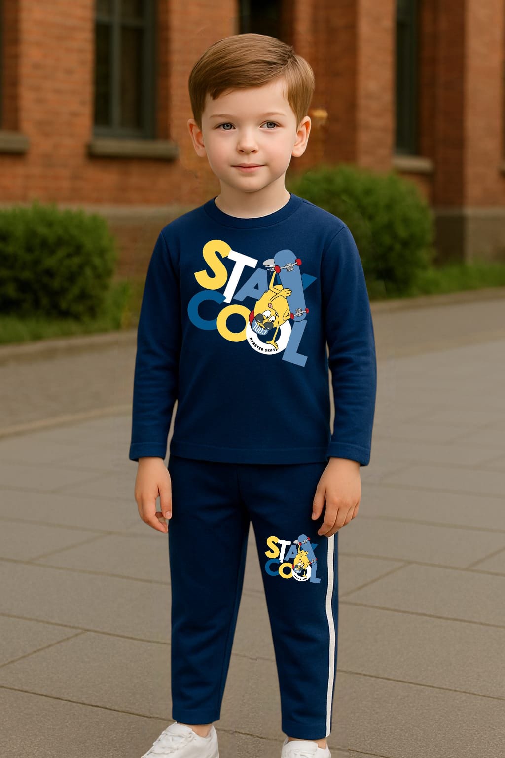 Play Palace Kids "Stay Cool" Tracksuit – White & Black | Also in Full Black & Navy Blue