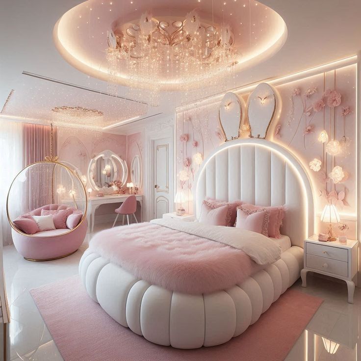 Princess Strawberry-Themed Canopy Bed for Kids