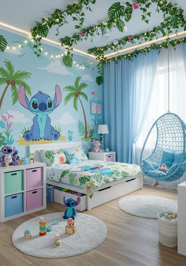 "Tropical Stitch Retreat: A Luxe Island-Inspired Kids’ Room"