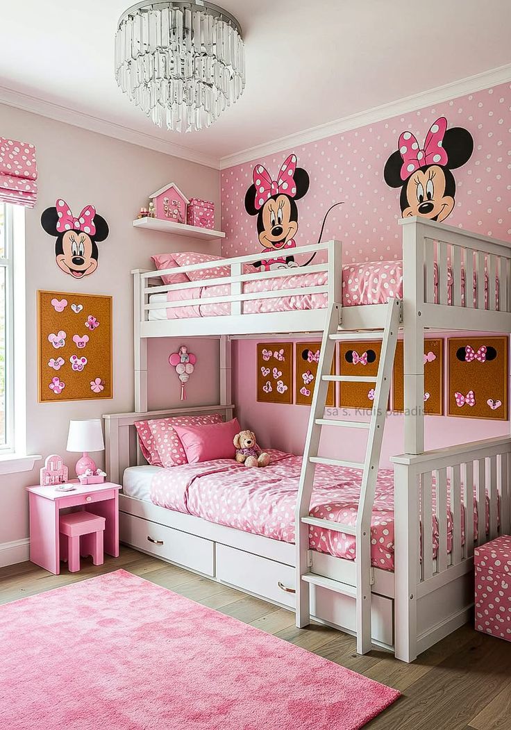 "Elegant Minnie Mouse Bunk Bed Room"